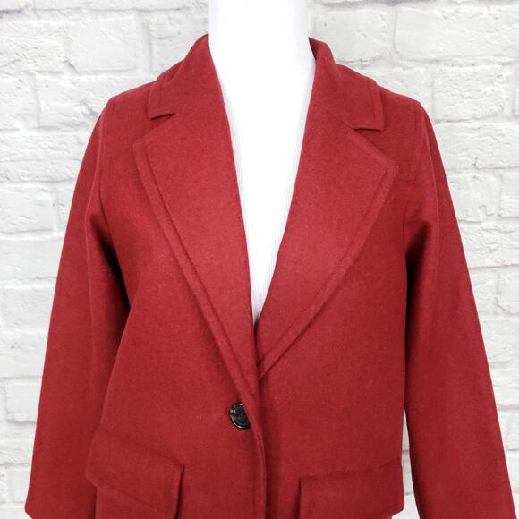 J. Crew Melton Wool Boyfriend Topcoat Red Size 00P - Picture 4 of 16